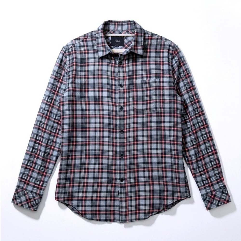 Rails Men's Wyatt Plaid Button Down Shirt Medium Gray Pink 100% Cotton